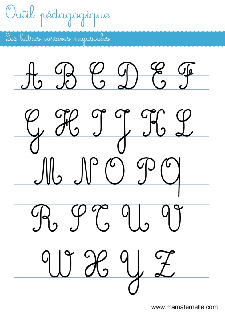 Activités - Outil pédagogique : les lettres cursives majuscules