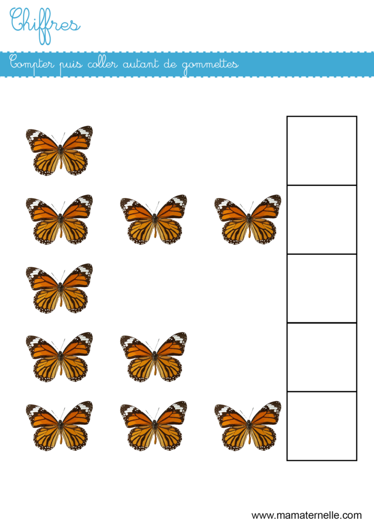 Petite section - Chiffres : compter puis coller des gommettes