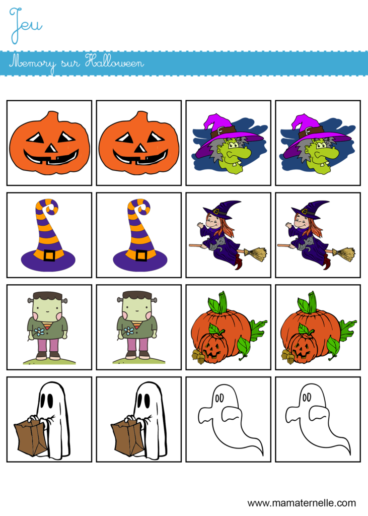 Activités - Jeu : memory sur Halloween