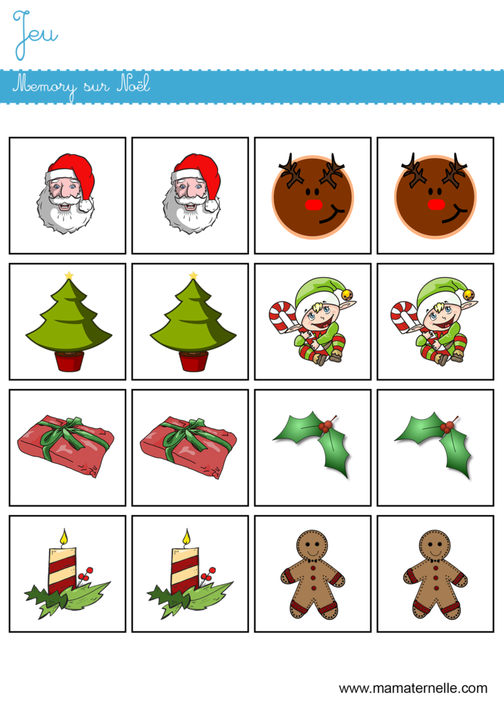 Activités - Jeu : memory sur Noël
