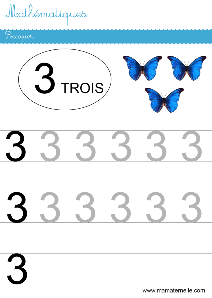 Moyenne section - Mathématiques : recopier