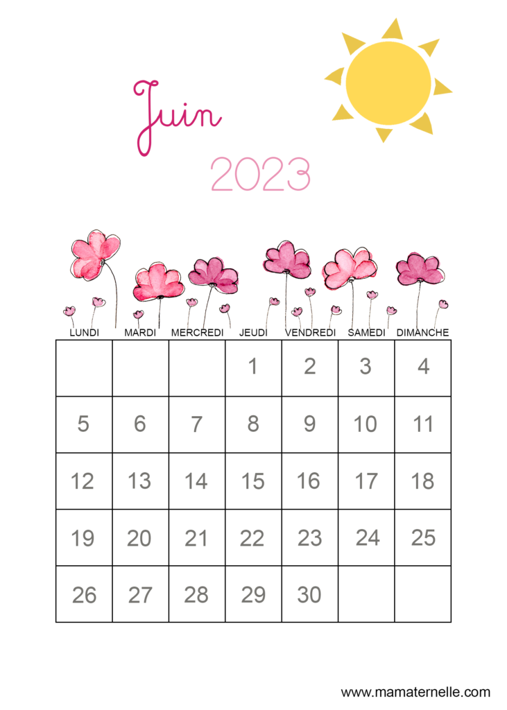 Activités - Calendrier juin 2023