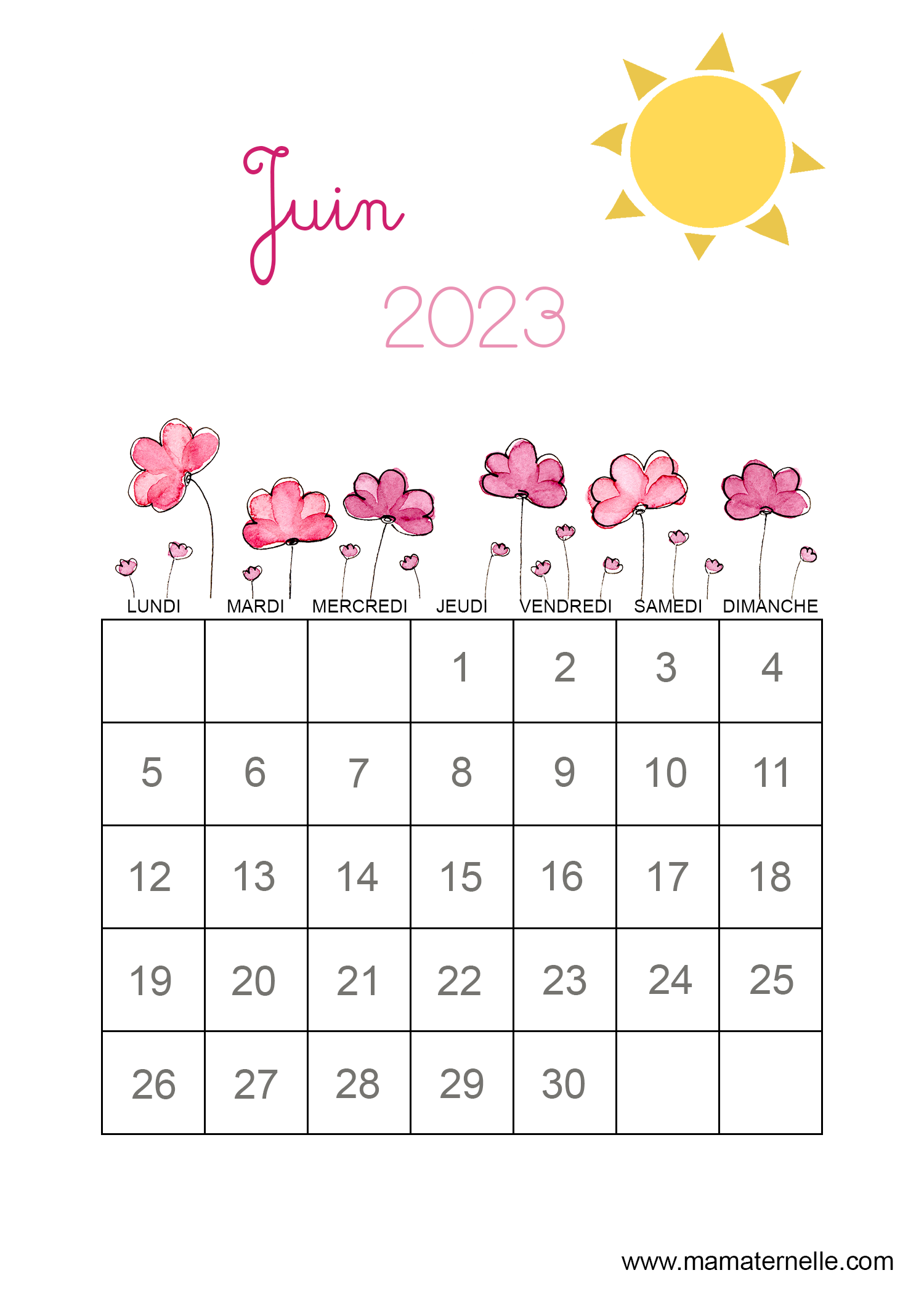 Calendrier Juin 2023 Ma Maternelle