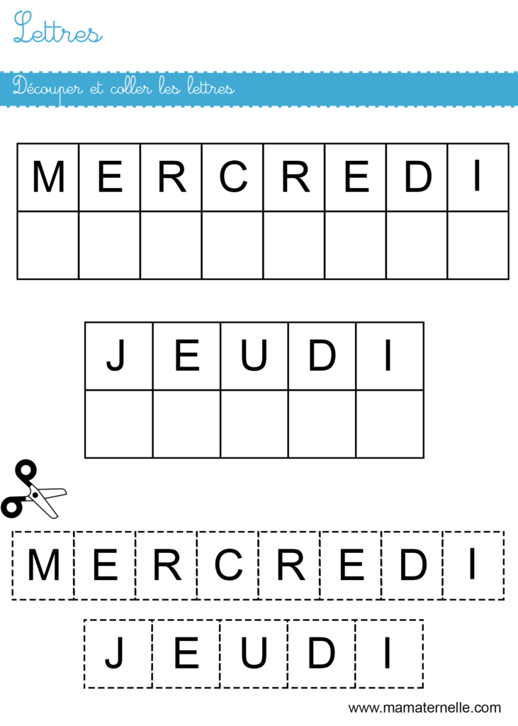 Petite section - Lettres : découper et coller