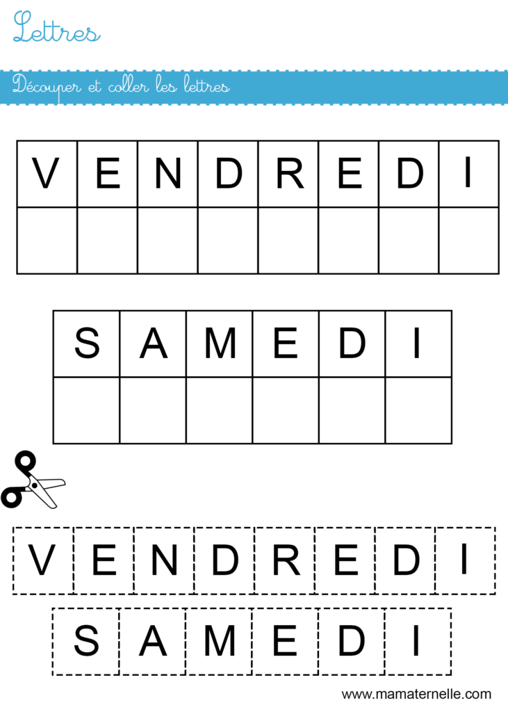 Petite section - Lettres : découper et coller