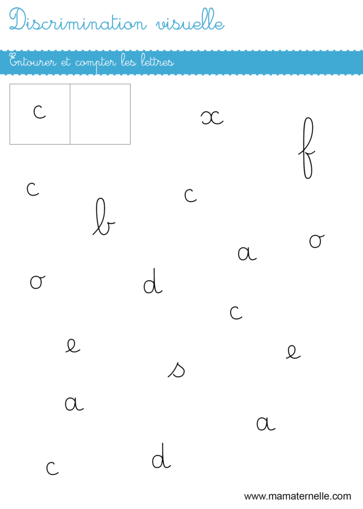 Grande section - Discrimination visuelle : entourer et compter les lettres