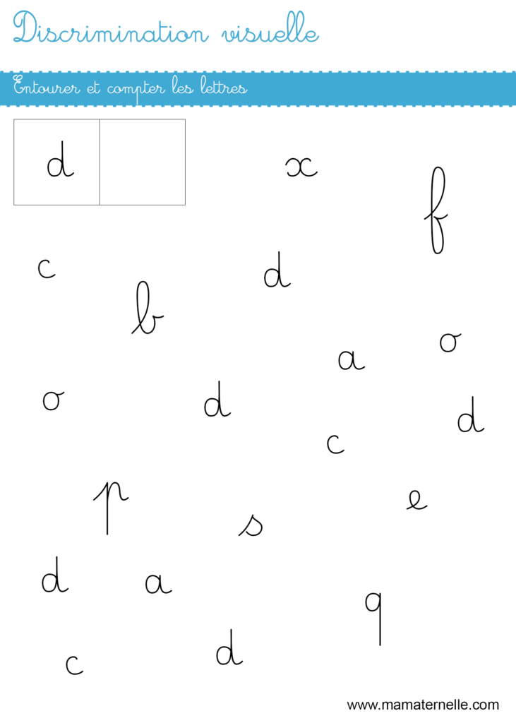 Grande section - Discrimination visuelle : entourer et compter les lettres