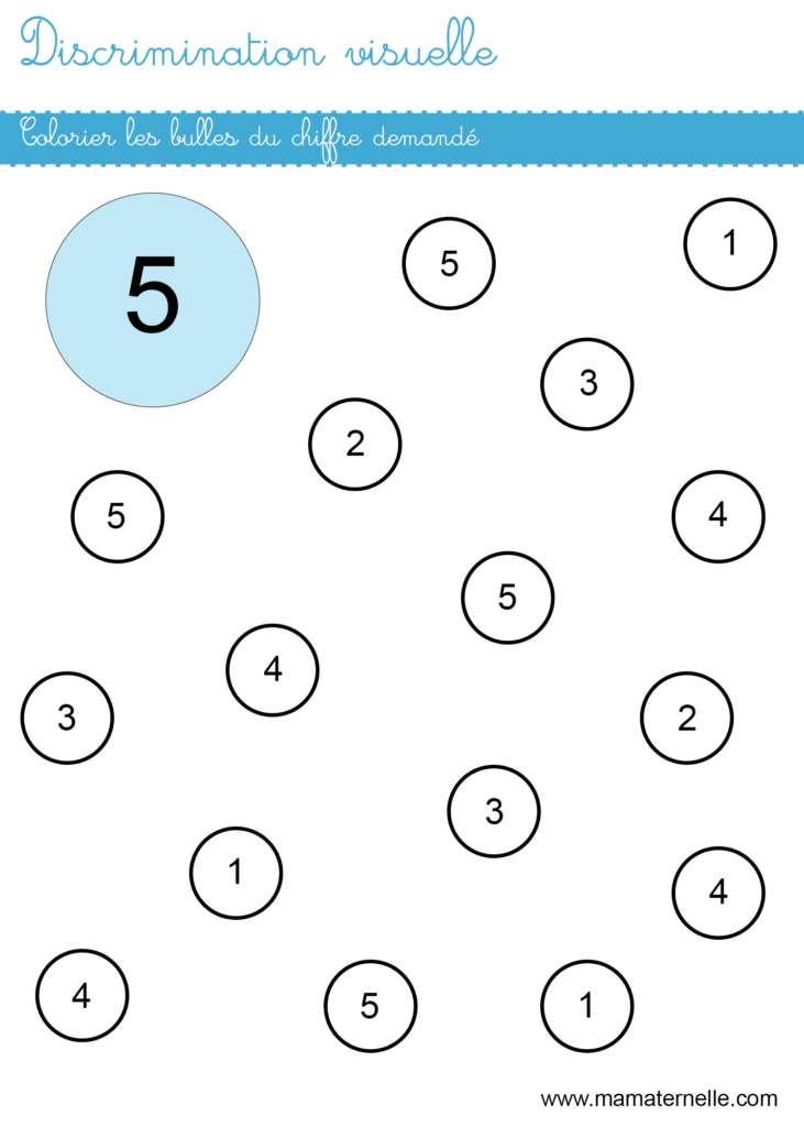 Moyenne section - Discrimination visuelle : colorier les bulles