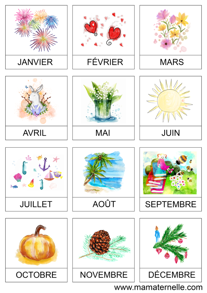 Activités - Cartes de nomenclature : les mois de l’année