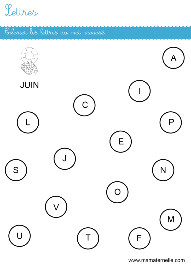 Petite section - Lettres : colorier les lettres