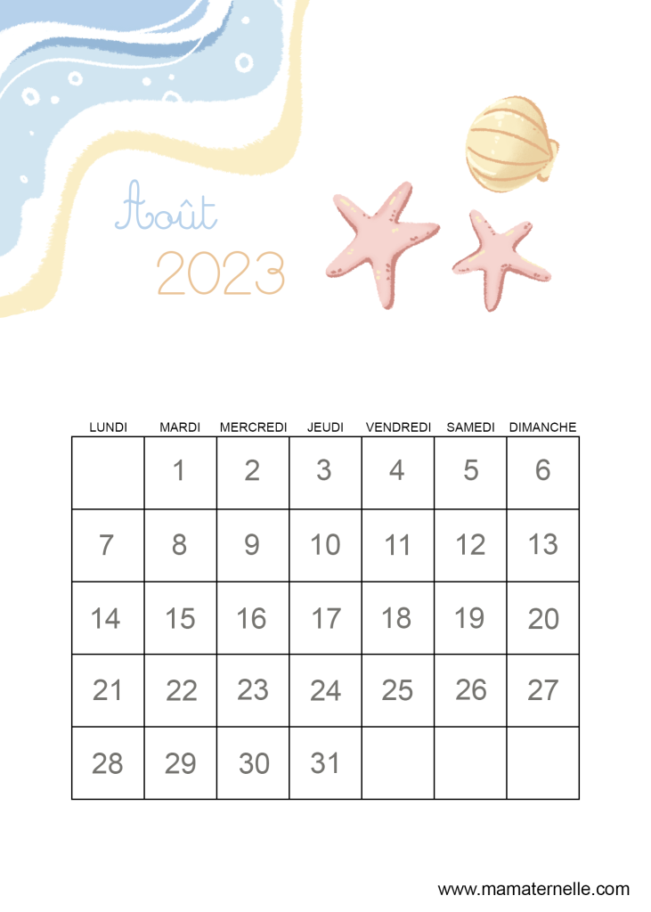 Activités - Calendrier août 2023