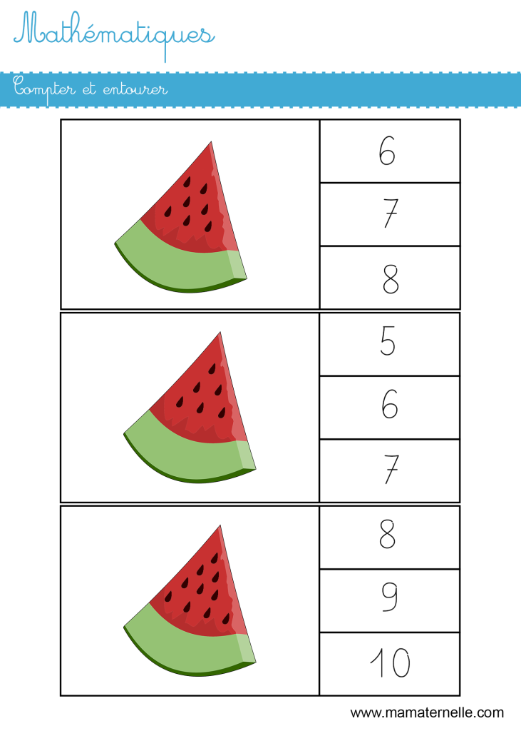 Grande section - Mathématiques : compter et entourer