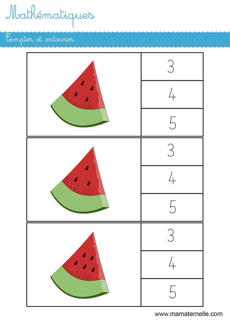 Moyenne section - Mathématiques : compter et entourer