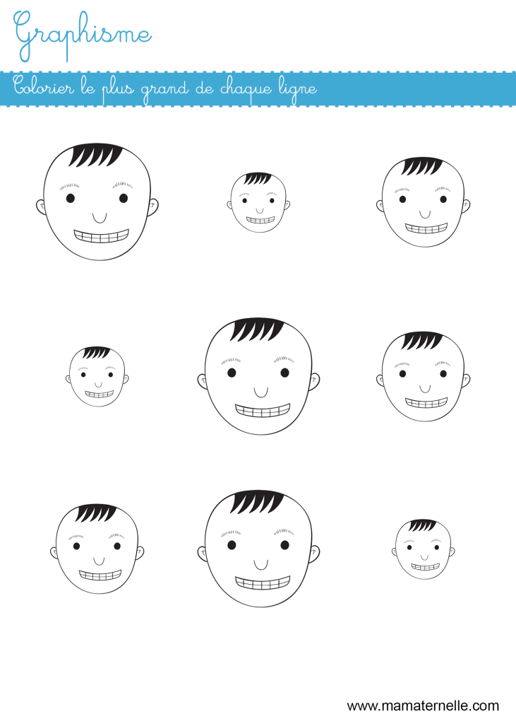 Petite section - Graphisme : colorier le plus grand