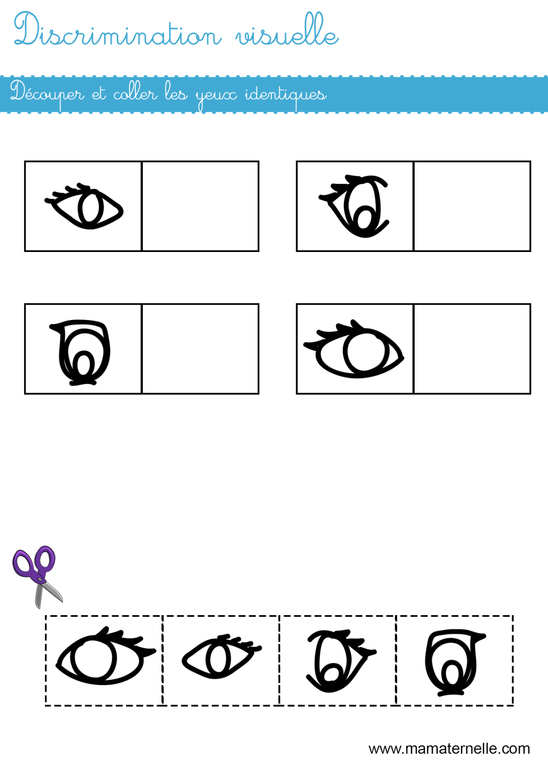 Discrimination visuelle : découper et coller - Ma Maternelle