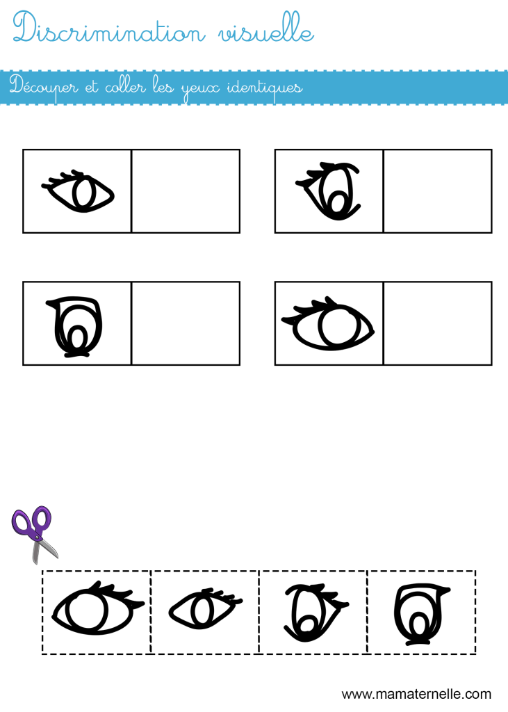 Petite section - Discrimination visuelle : découper et coller