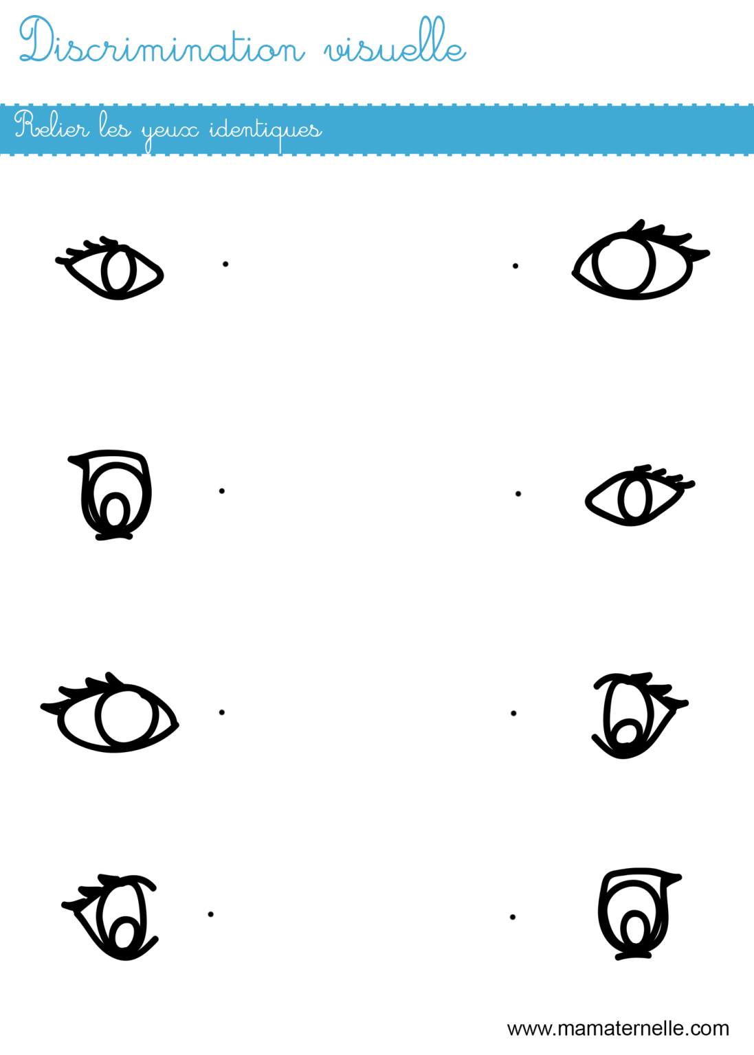 Discrimination visuelle : relier les paires - Ma Maternelle