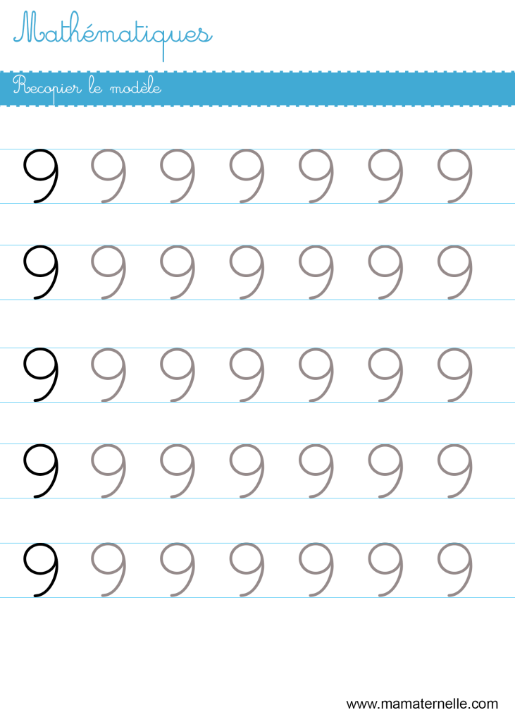 Moyenne section - Mathématiques : recopier le modèle