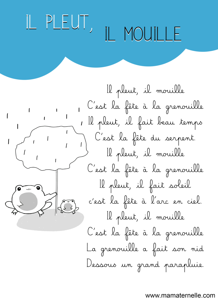 Activités - Comptine : il pleut, il mouille