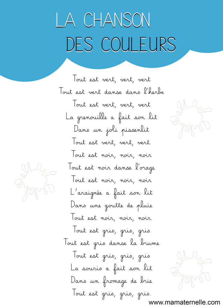 Chanson la chanson des couleurs Ma Maternelle