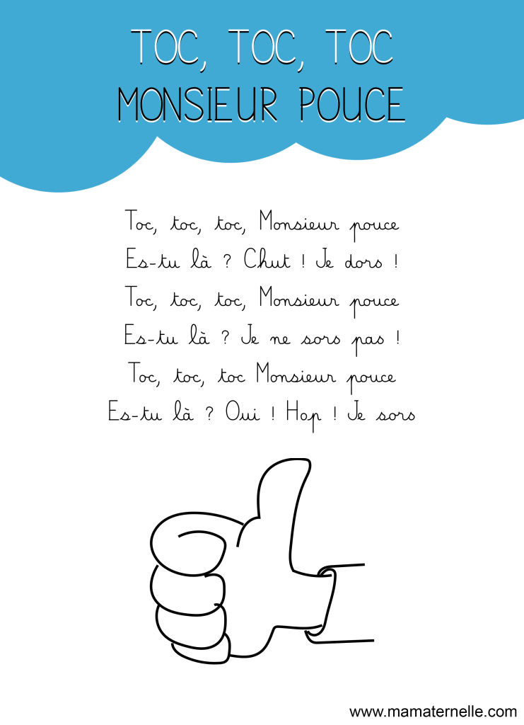 Activités - Chanson : toc toc toc Monsieur pouce