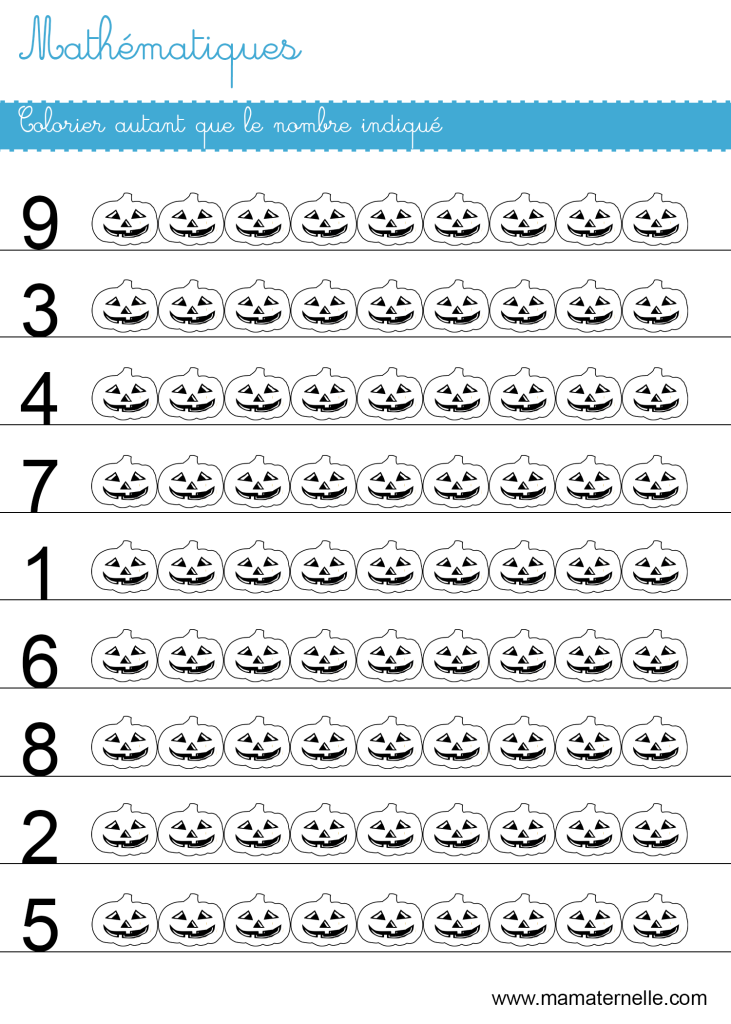 Grande section - Mathématiques : colorier autant