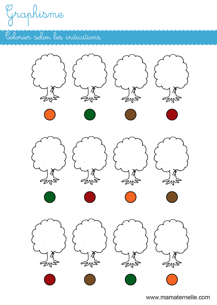 Moyenne section - Graphisme : colorier selon les indications