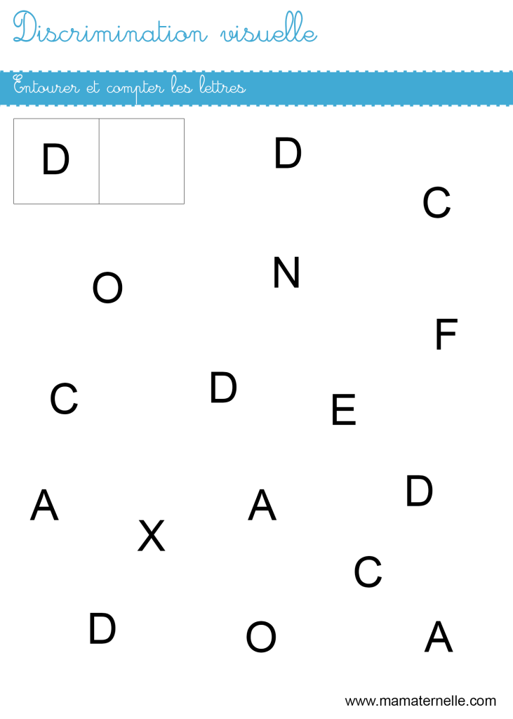 Moyenne section - Discrimination visuelle : entourer et compter les lettres