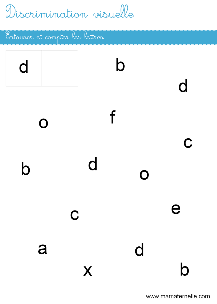 Moyenne section - Discrimination visuelle : entourer et compter les lettres