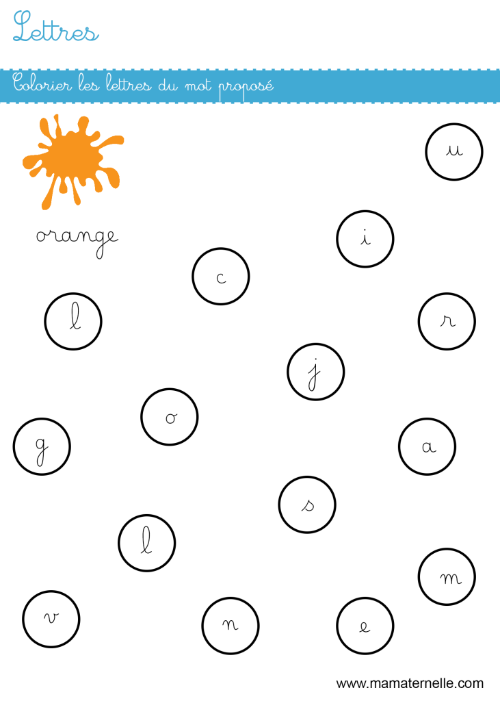 Grande section - Lettres : colorier les lettres