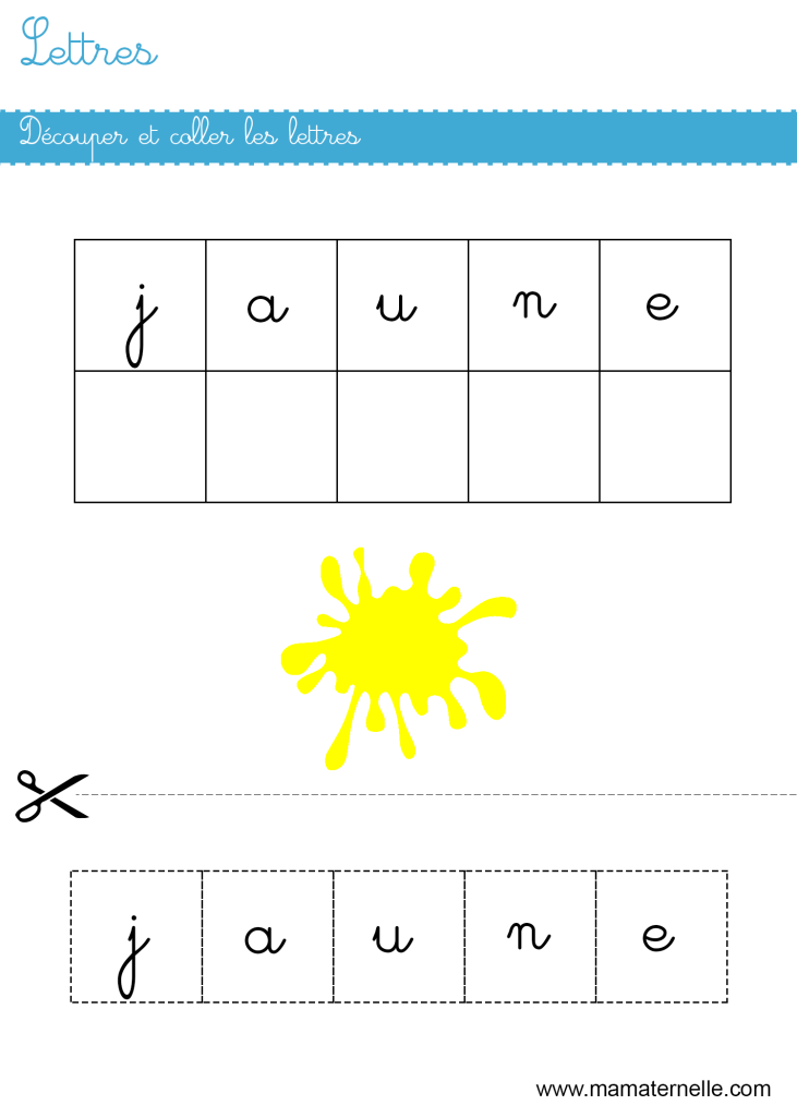 Grande section - Lettres : découper et coller les lettres