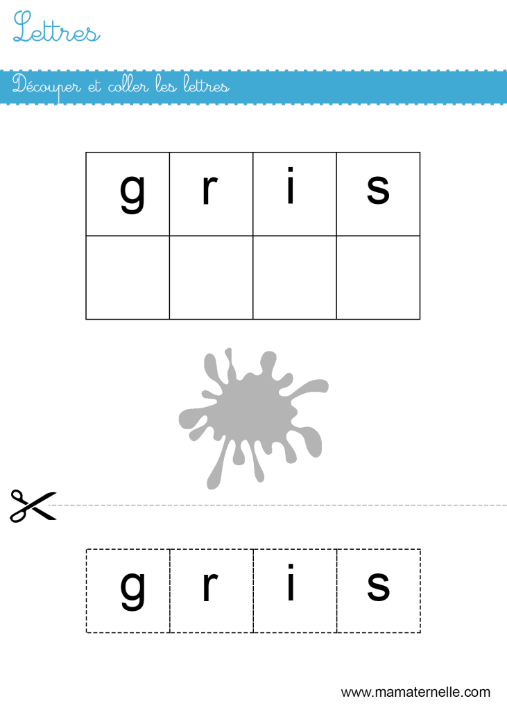 Moyenne section - Lettres : découper et coller les lettres