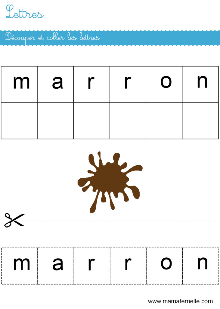 Moyenne section - Lettres : découper et coller les lettres