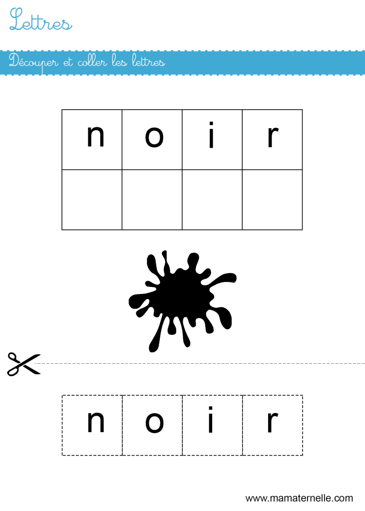 Moyenne section - Lettres : découper et coller les lettres