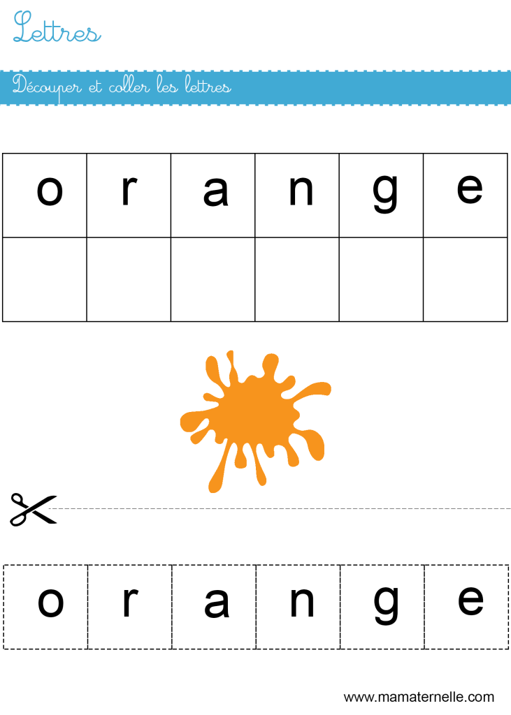 Moyenne section - Lettres : découper et coller les lettres