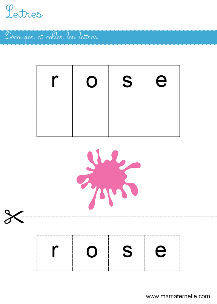 Moyenne section - Lettres : découper et coller les lettres