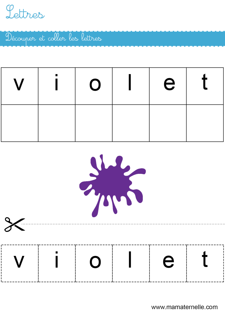 Moyenne section - Lettres : découper et coller les lettres