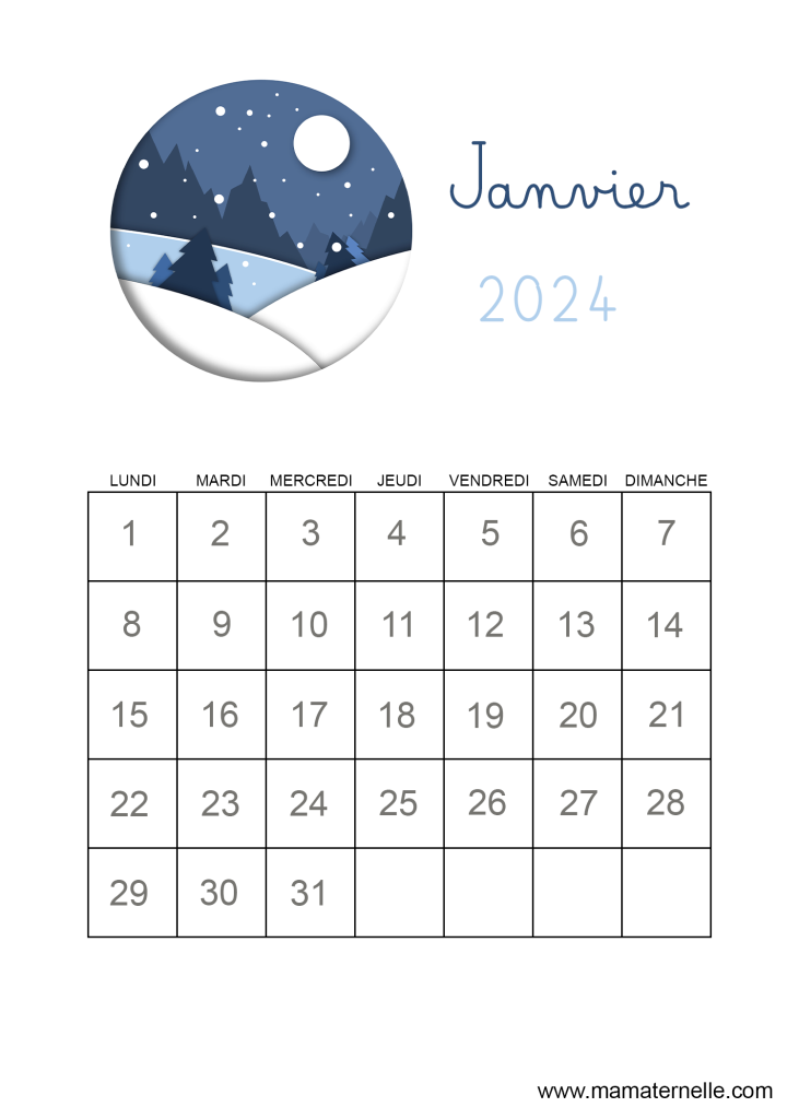 Activités - Calendrier Janvier 2024