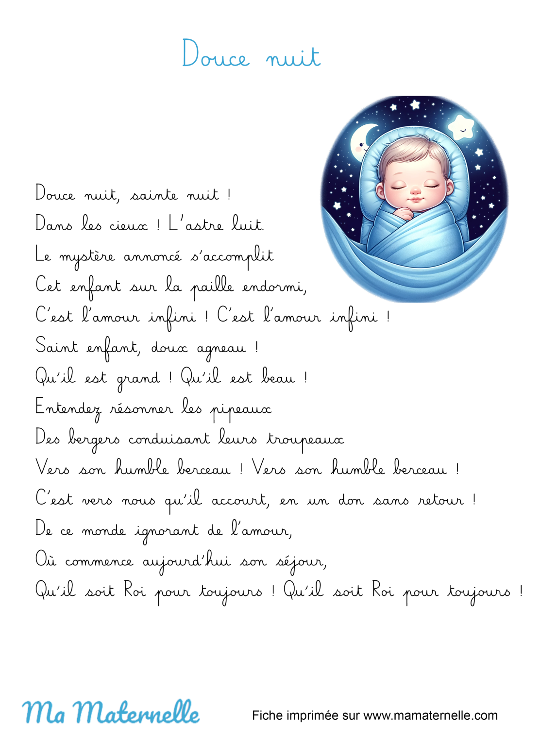 Comptine Douce nuit Ma Maternelle