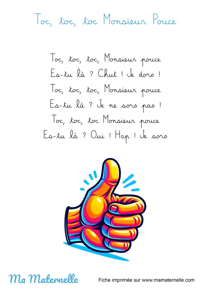 Activités - Chanson : toc toc toc Monsieur pouce