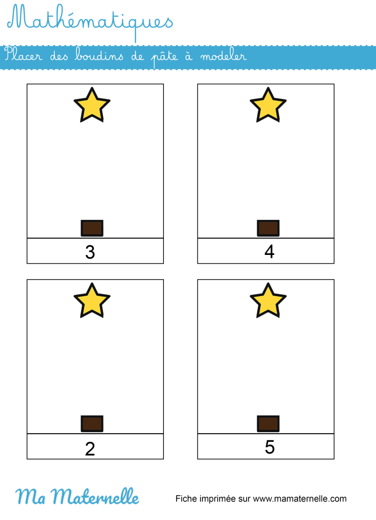 Moyenne section - Mathématiques : placer des boudins de pâte à modeler