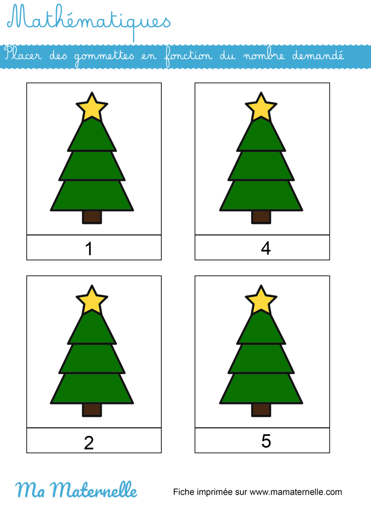 Moyenne section - Mathématiques : placer des gommettes