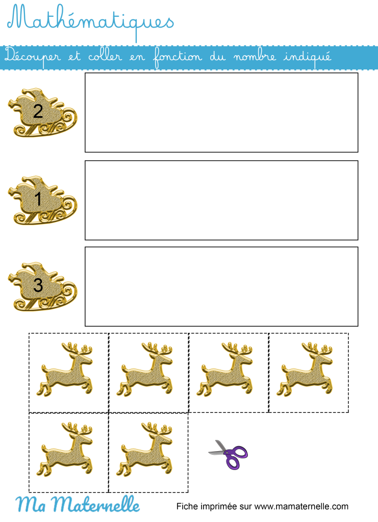 Petite section - Mathématiques : découper et coller