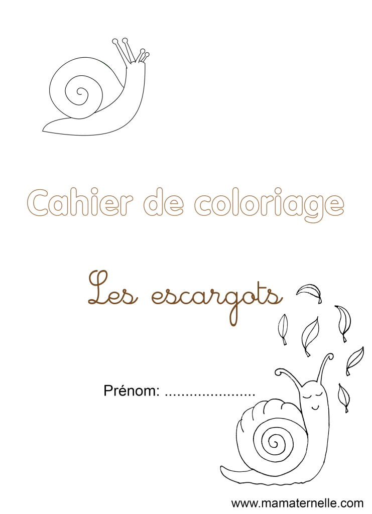 Activités - Cahier de coloriage : Les escargots