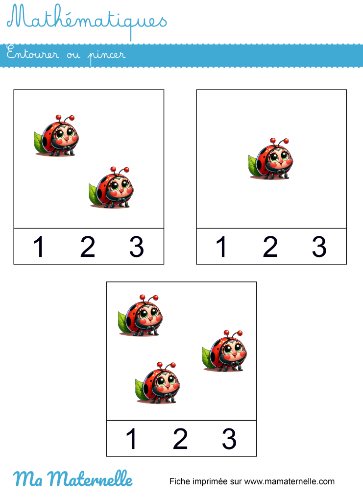 Petite section - Mathématiques : entourer ou pincer