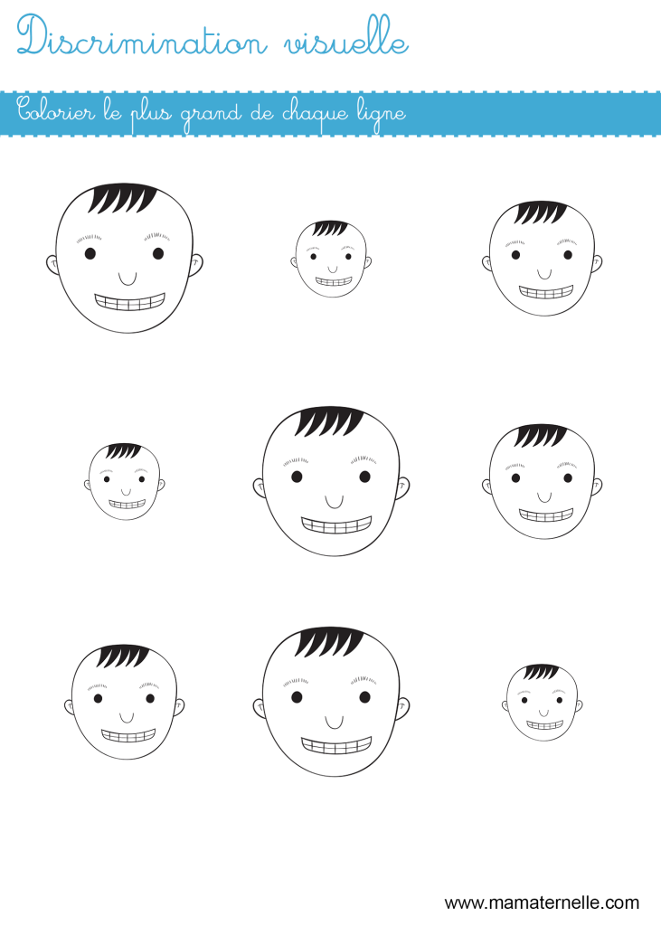 Petite section - Discrimination visuelle : colorier le plus grand