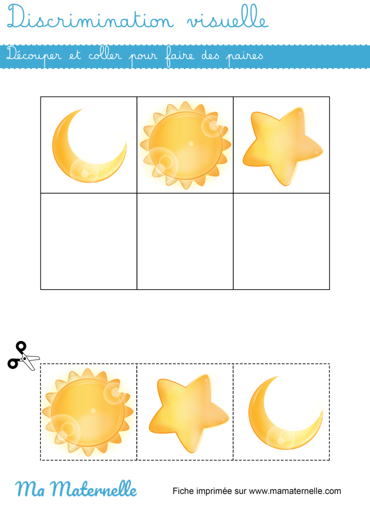Petite section - Graphisme : découpe et colle pour faire des paires