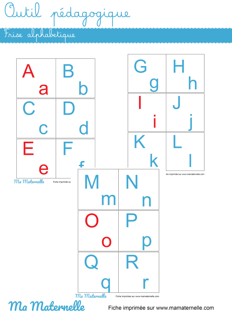 Activités - Outil pédagogique : frise alphabétique