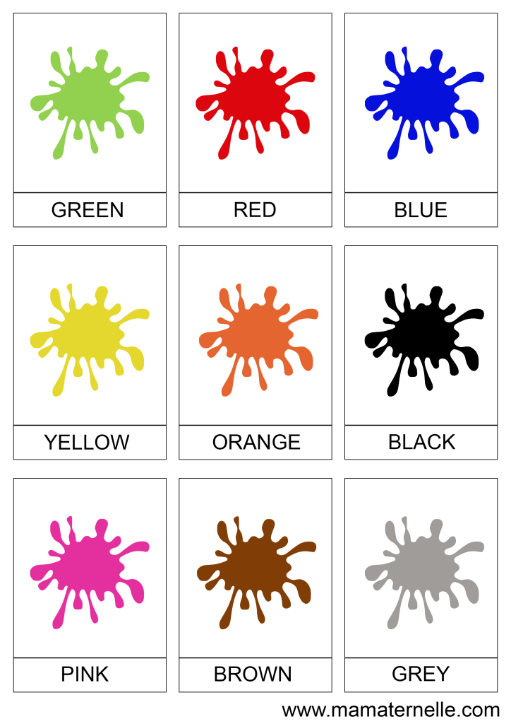 Activités - Cartes de nomenclature : les couleurs en anglais