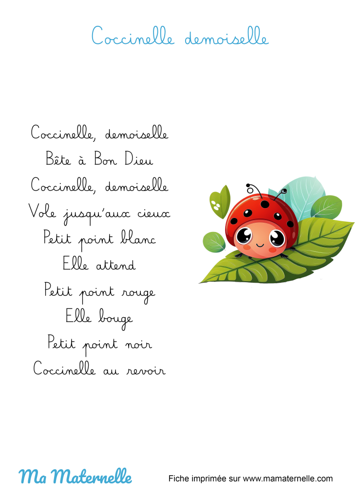 Activités - Chanson : coccinelle demoiselle